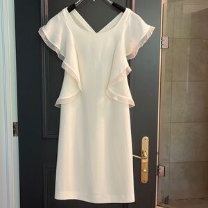 Club Monaco White Ruffle Sleeve Dress